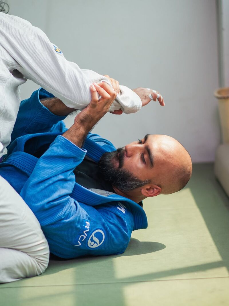 A training partner defending from the bottom